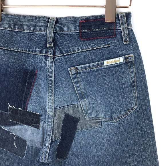Seal Kay Patchwork Indigo Blue Denim Jeans Straight Leg Fit Womens Size 26 NWOT - Picture 16 of 16